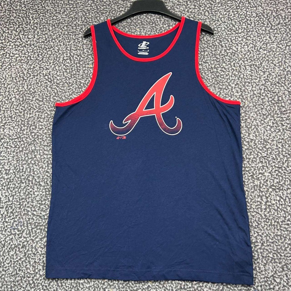 Atlanta Braves MLB Shirt Men Large Navy Blue Logo Athletic Sleeveless New L